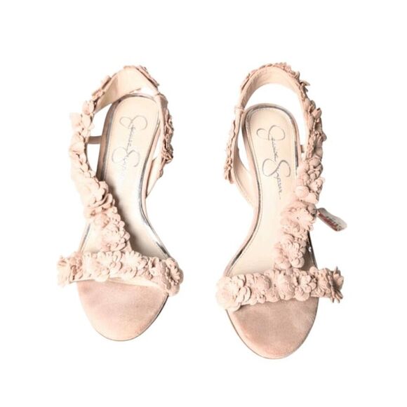 JESSICA SIMPSON Jessin Tan Suede Stiletto Heeled Sandals Size 7 - Picture 4 of 7